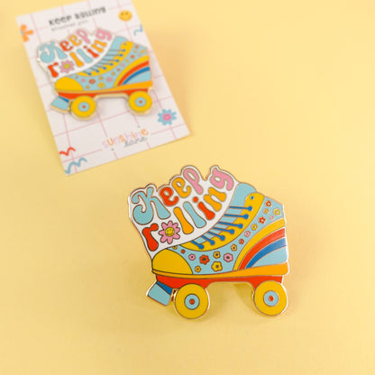 Keep Rolling Retro Enamel Pin