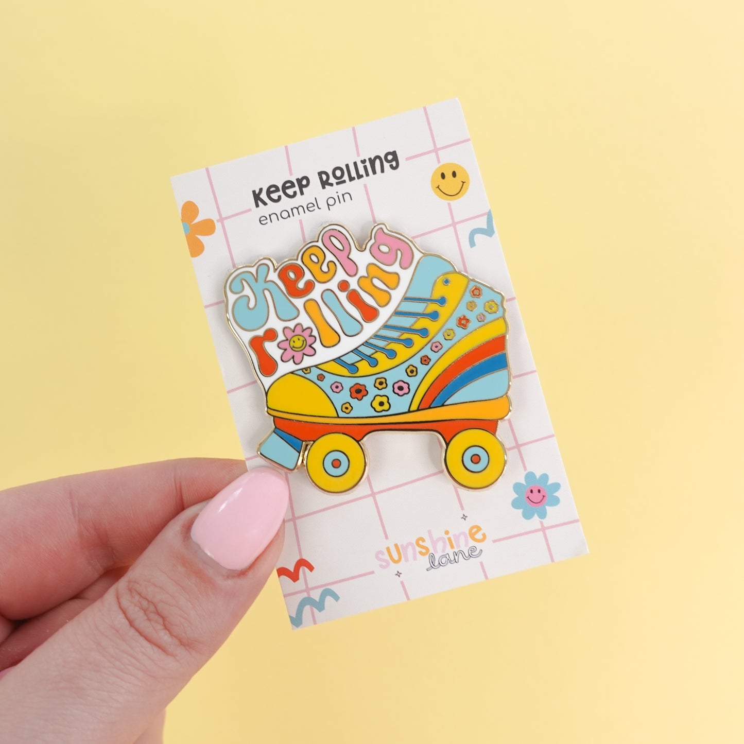 Keep Rolling Retro Enamel Pin