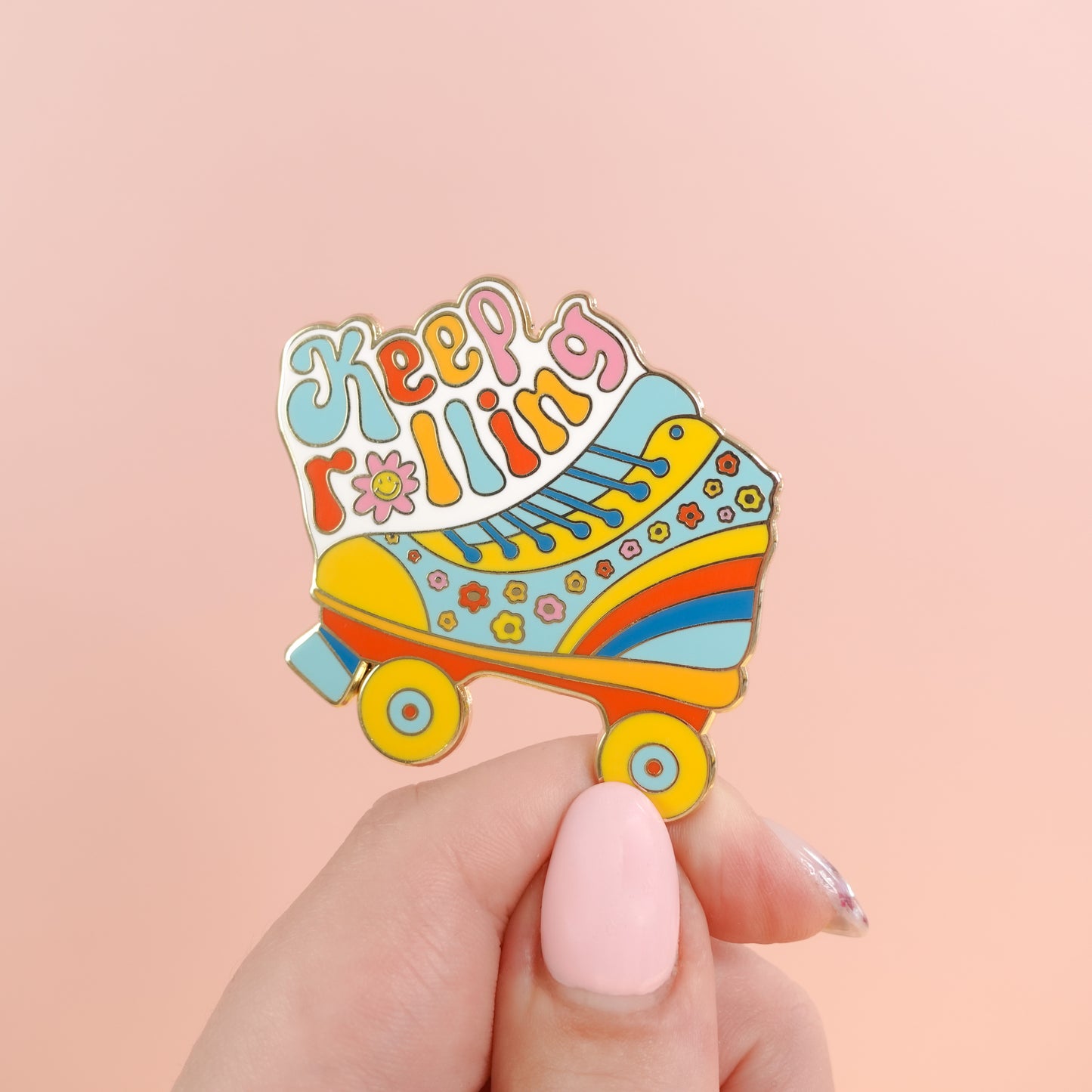 Keep Rolling Retro Enamel Pin