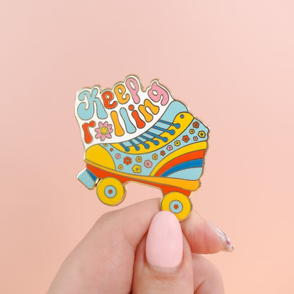 Keep Rolling Retro Enamel Pin