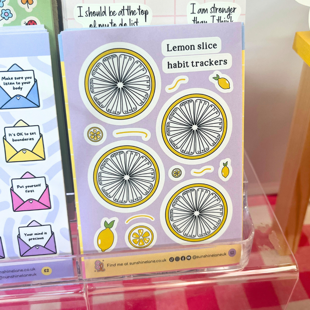 Lemon Habit Trackers Sticker Sheet