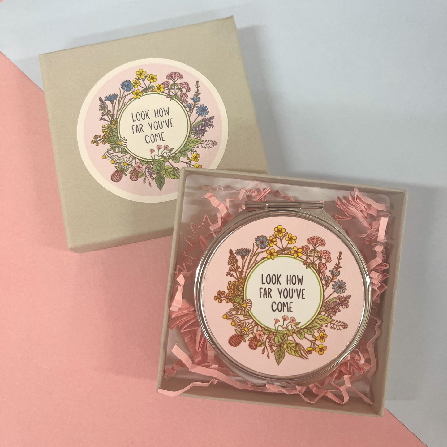 Look how far you've come - silver compact mirror