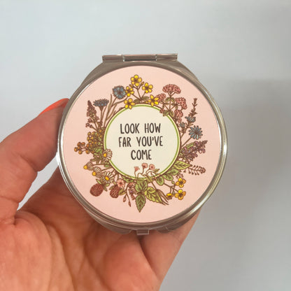 Look how far you've come - silver compact mirror