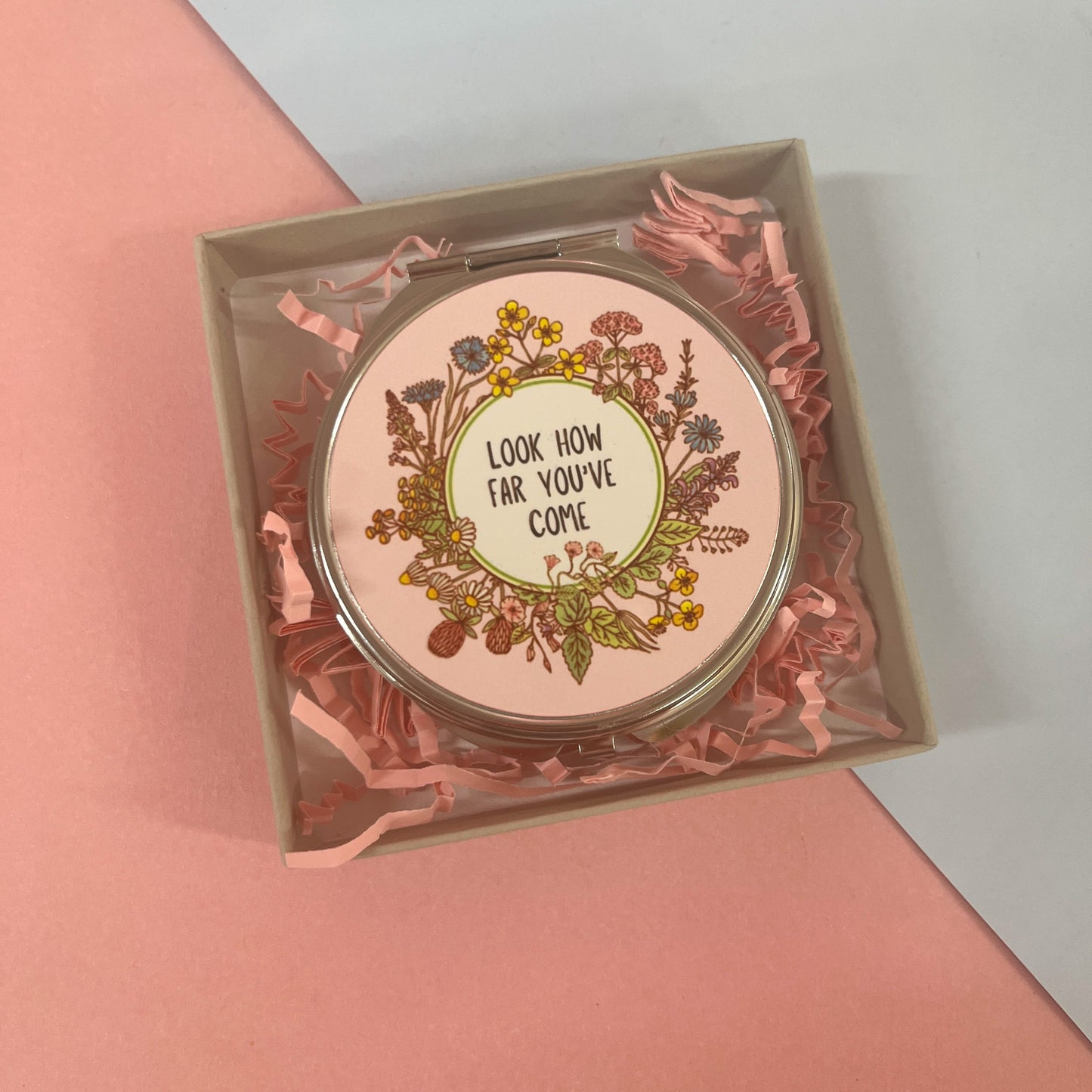 Look how far you've come - silver compact mirror