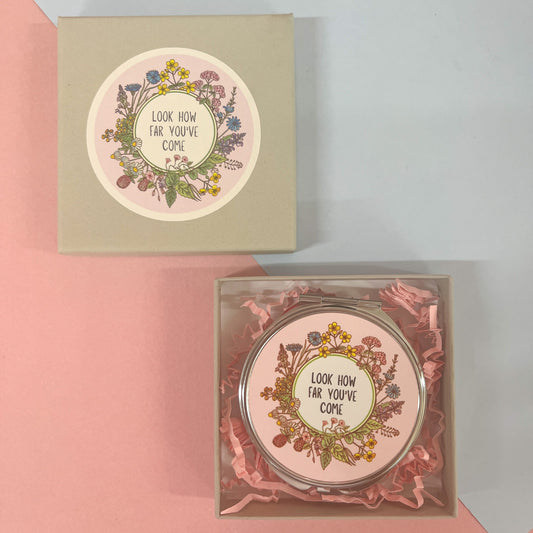 Look how far you've come - silver compact mirror