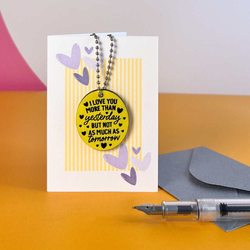 I Love You More Card - Yellow Heart Token Gift