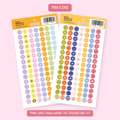 Mini Icons Planner Stickers - Functional Mini Doodles & Event Coding Stickers