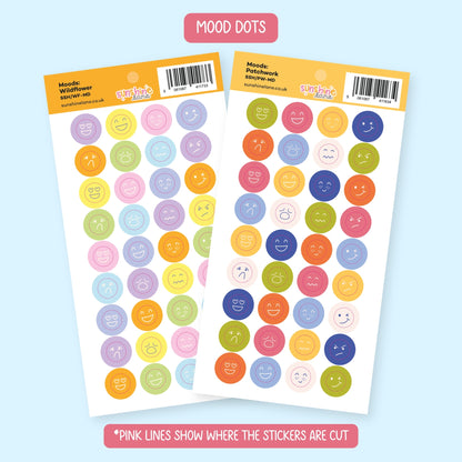 Mood Dots Sticker Sheet - Emotion & Mental Health Tracker Stickers