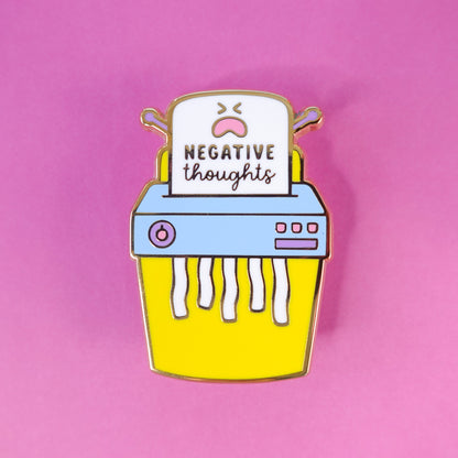 Shred Your Negative Thoughts Gold Enamel Pin
