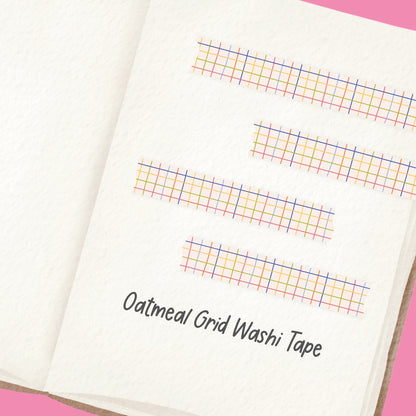 Oatmeal Multi-Grid Washi Tape - Colourful Hand-Drawn Grid