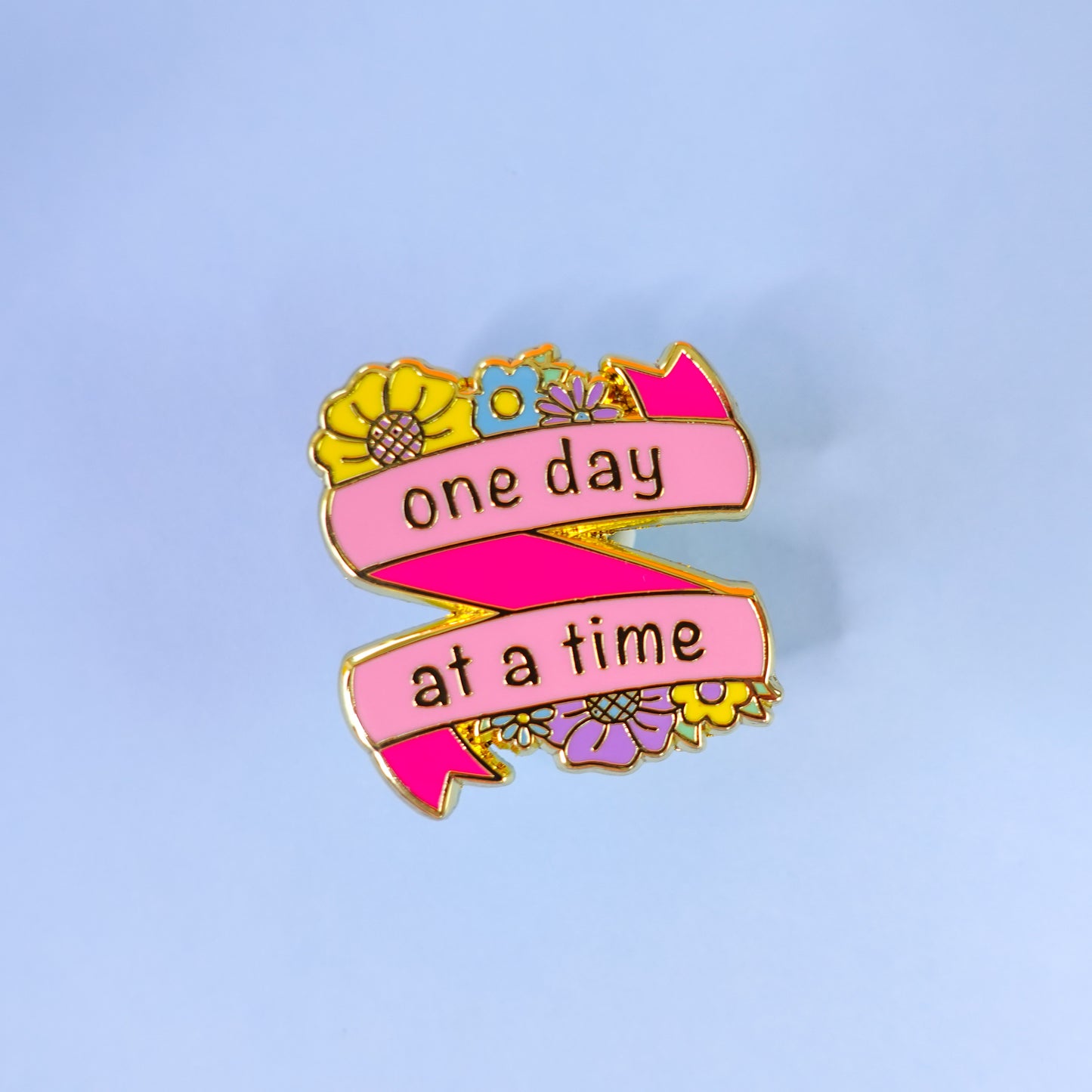 One day at a time gold enamel pin