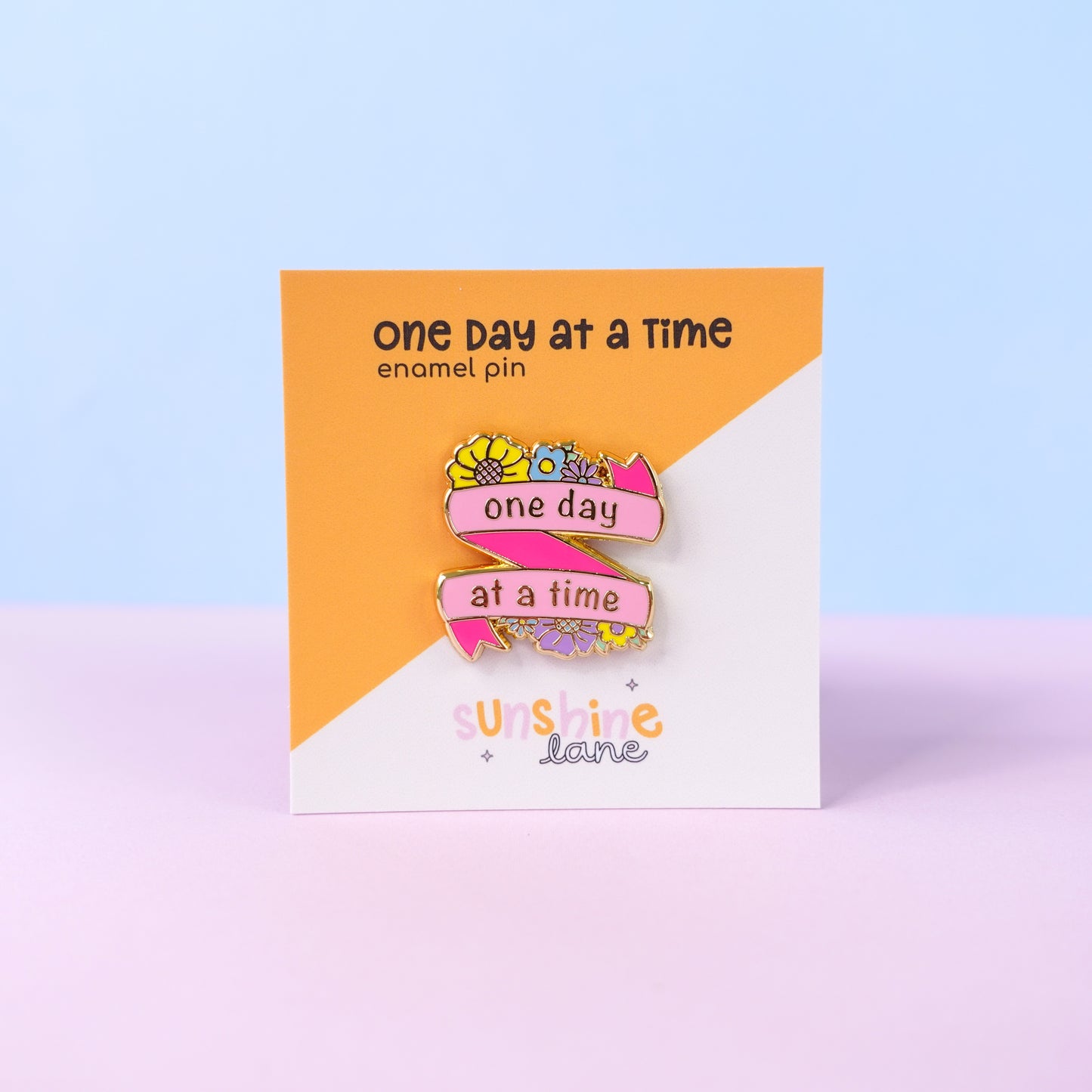 One day at a time gold enamel pin