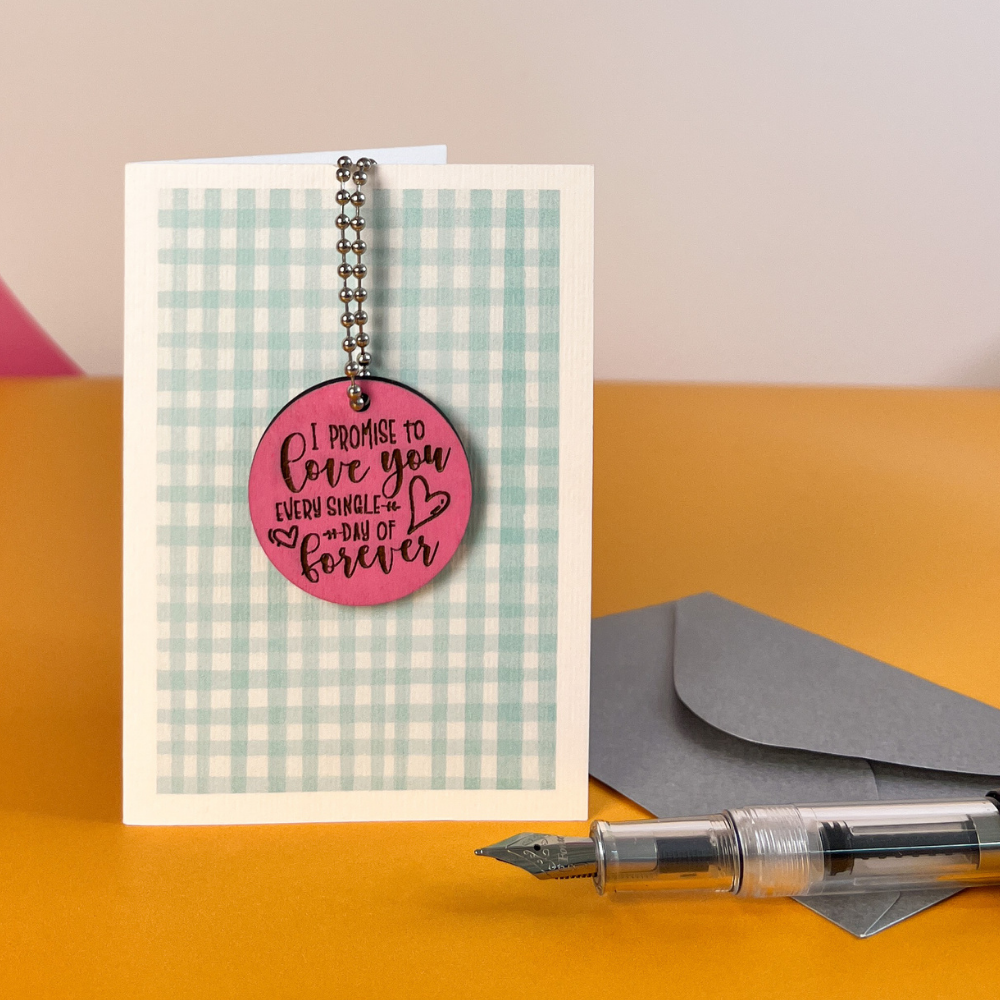 I Promise To Love You Card - Pink Keepsake Token
