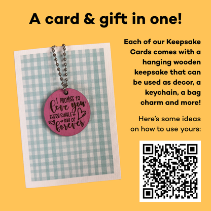 I Promise To Love You Card - Pink Keepsake Token