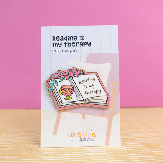 Reading Is My Therapy Enamel Pin