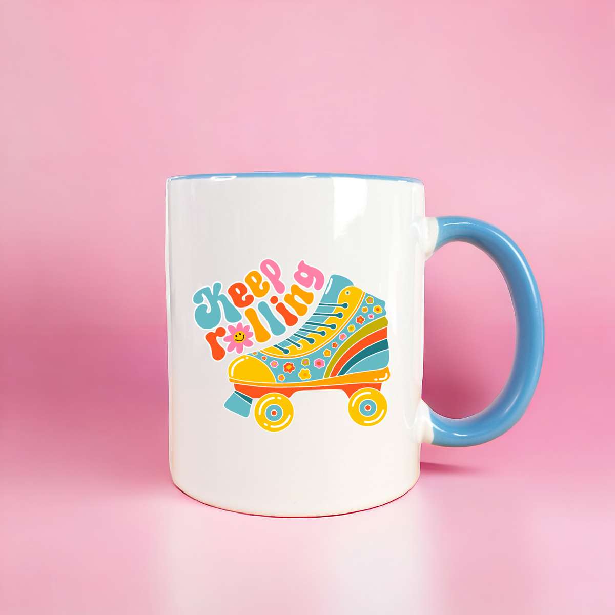 SECONDS Keep Rolling Ceramic Mug | Retro Rollerskate