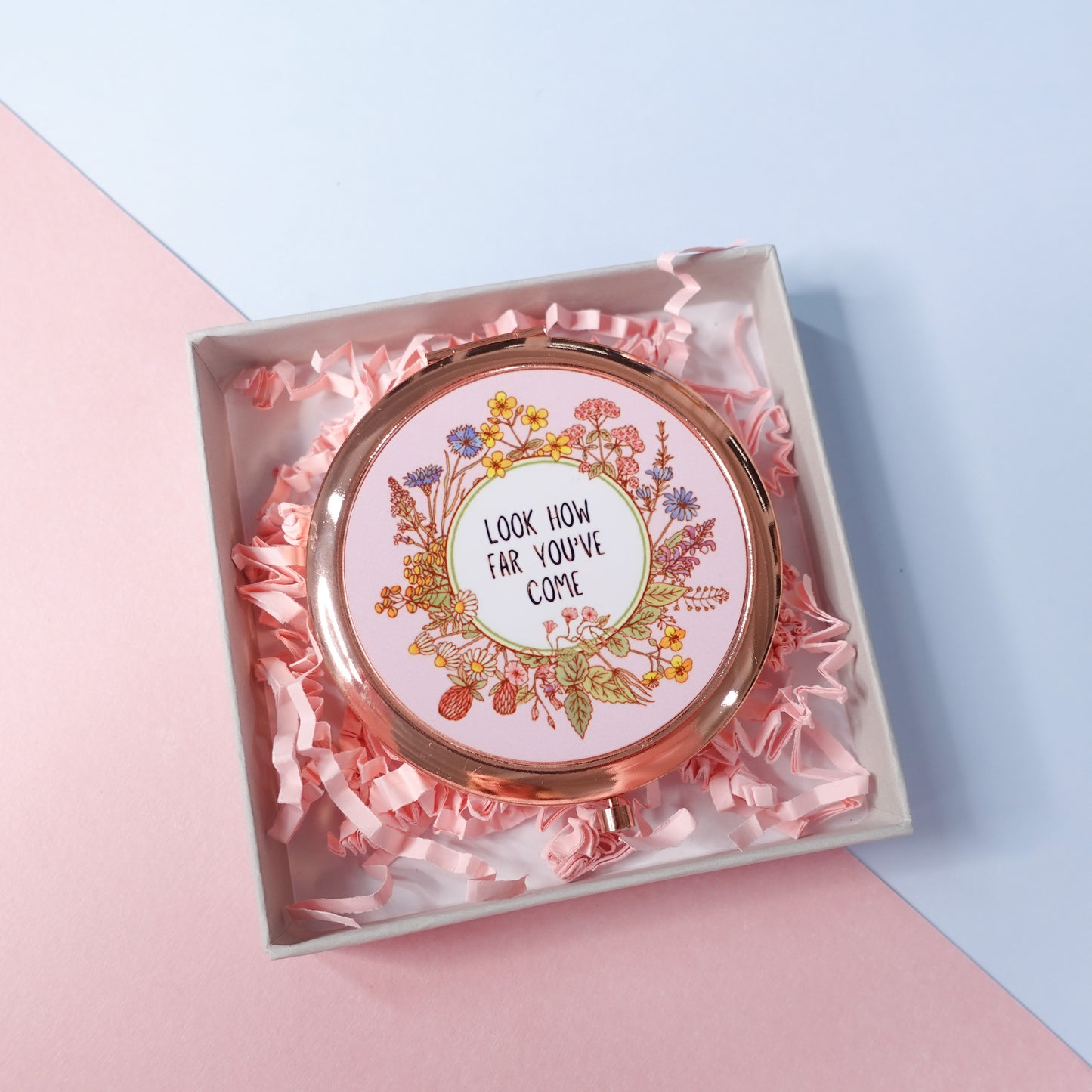 Look how far you've come - rose-gold compact mirror