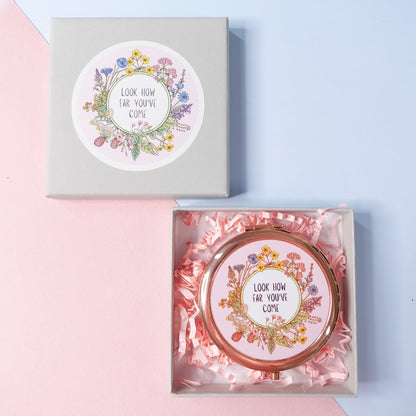 Look how far you've come - rose-gold compact mirror