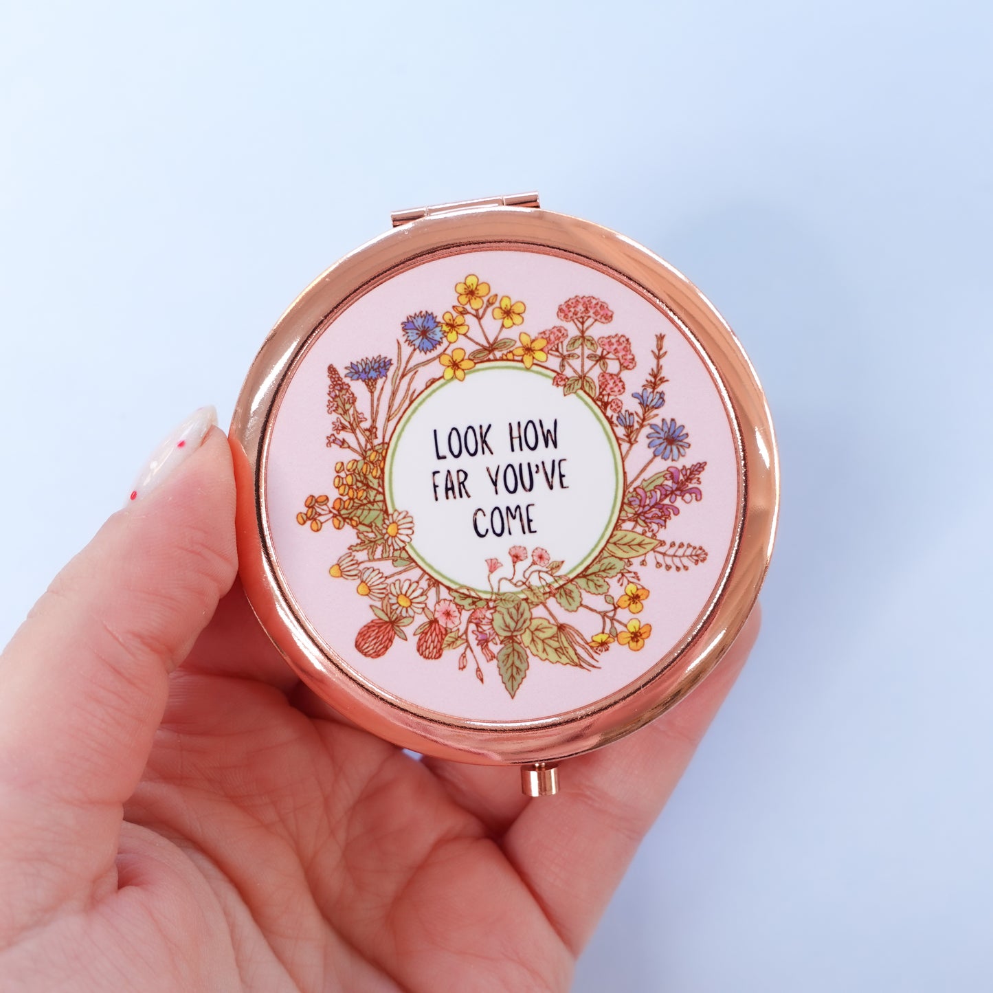 Look how far you've come - rose-gold compact mirror