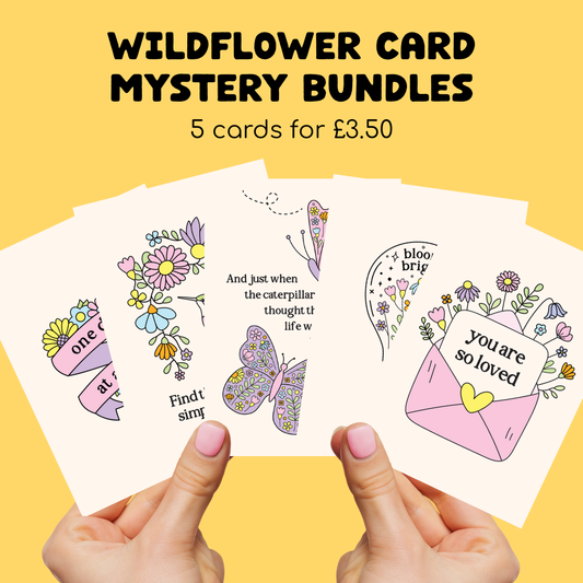 Wildflower Greetings Card Mystery Bundle - 5 cards for £3.50!