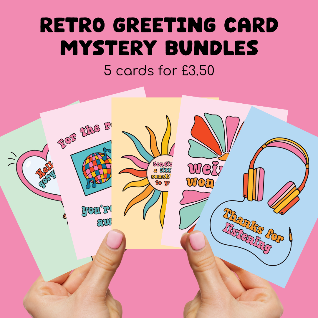 Retro Greetings Card Mystery Bundle - 5 cards for £3.50!
