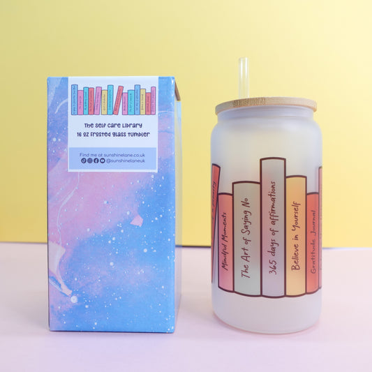 Self-Care Library 16 oz Frosted Glass Tumbler