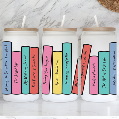 Self-Care Library 16 oz Frosted Glass Tumbler