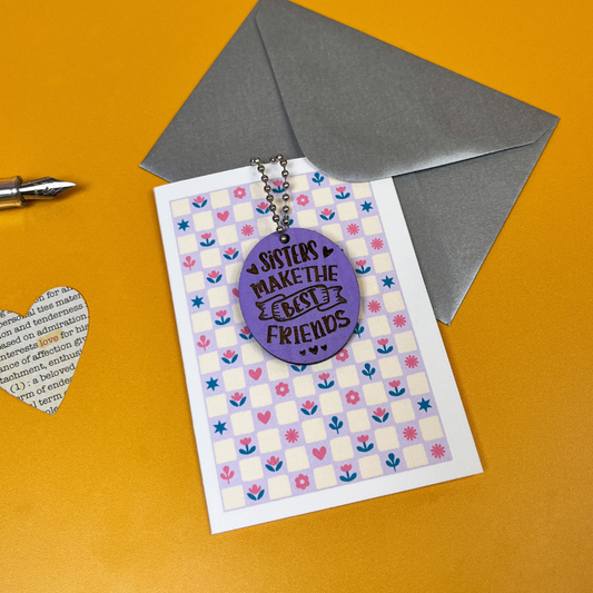 Sisters Make The Best Friends Card - Purple Token Gift