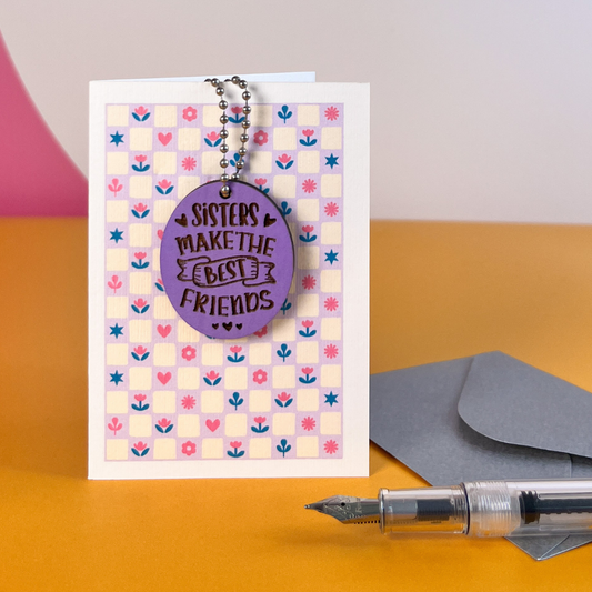 Sisters Make The Best Friends Card - Purple Token Gift