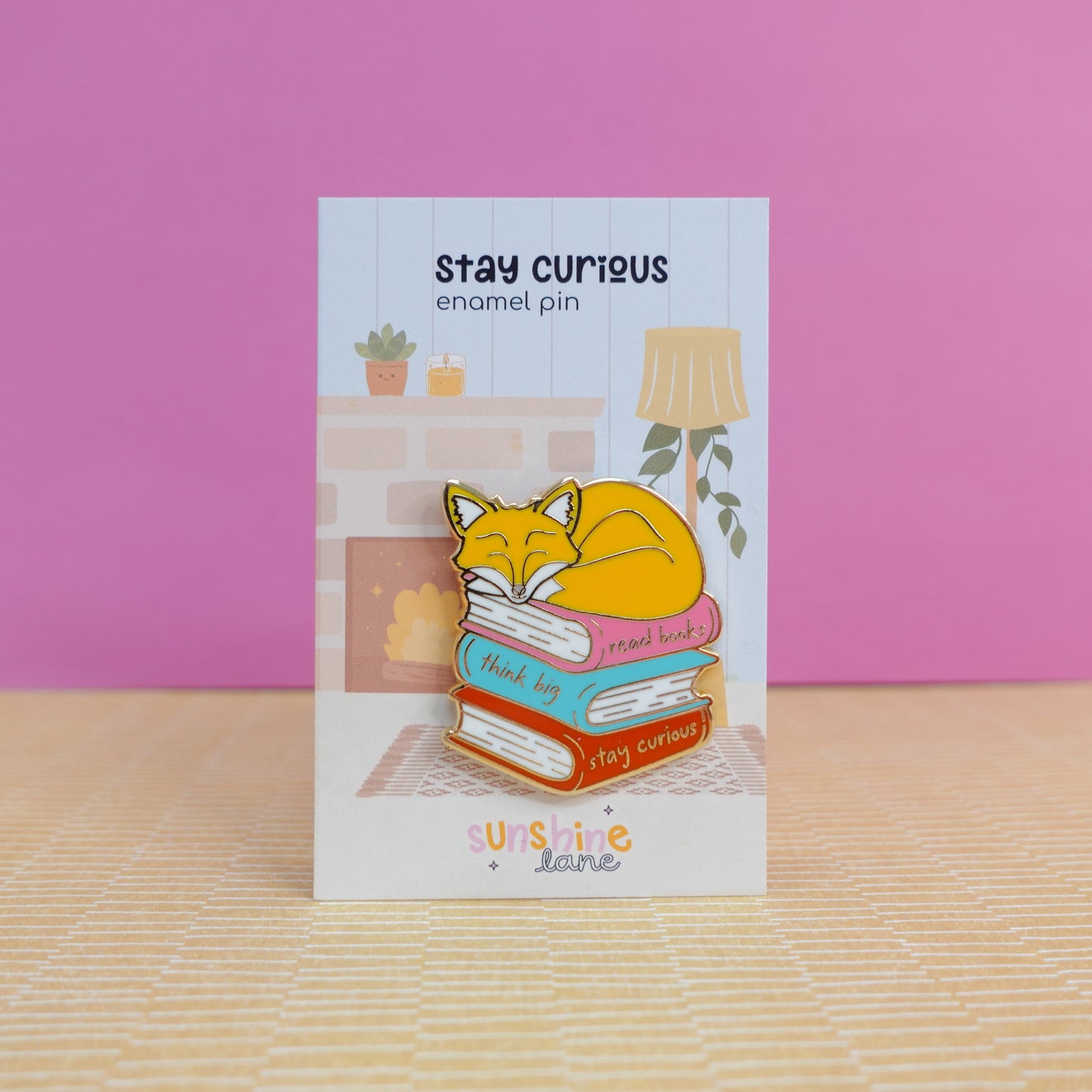 Stay Curious Maple the Fox Enamel Pin