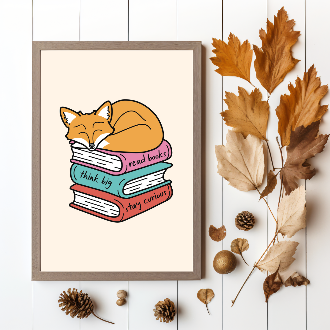 Stay Curious Bookish Art Print ft. Maple the Fox