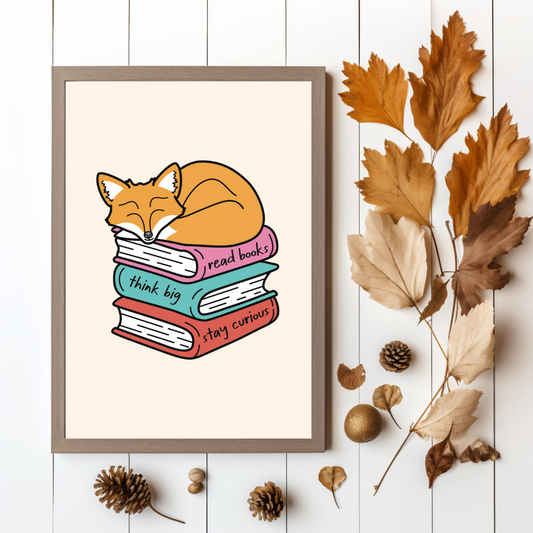 Stay Curious Bookish Art Print ft. Maple the Fox