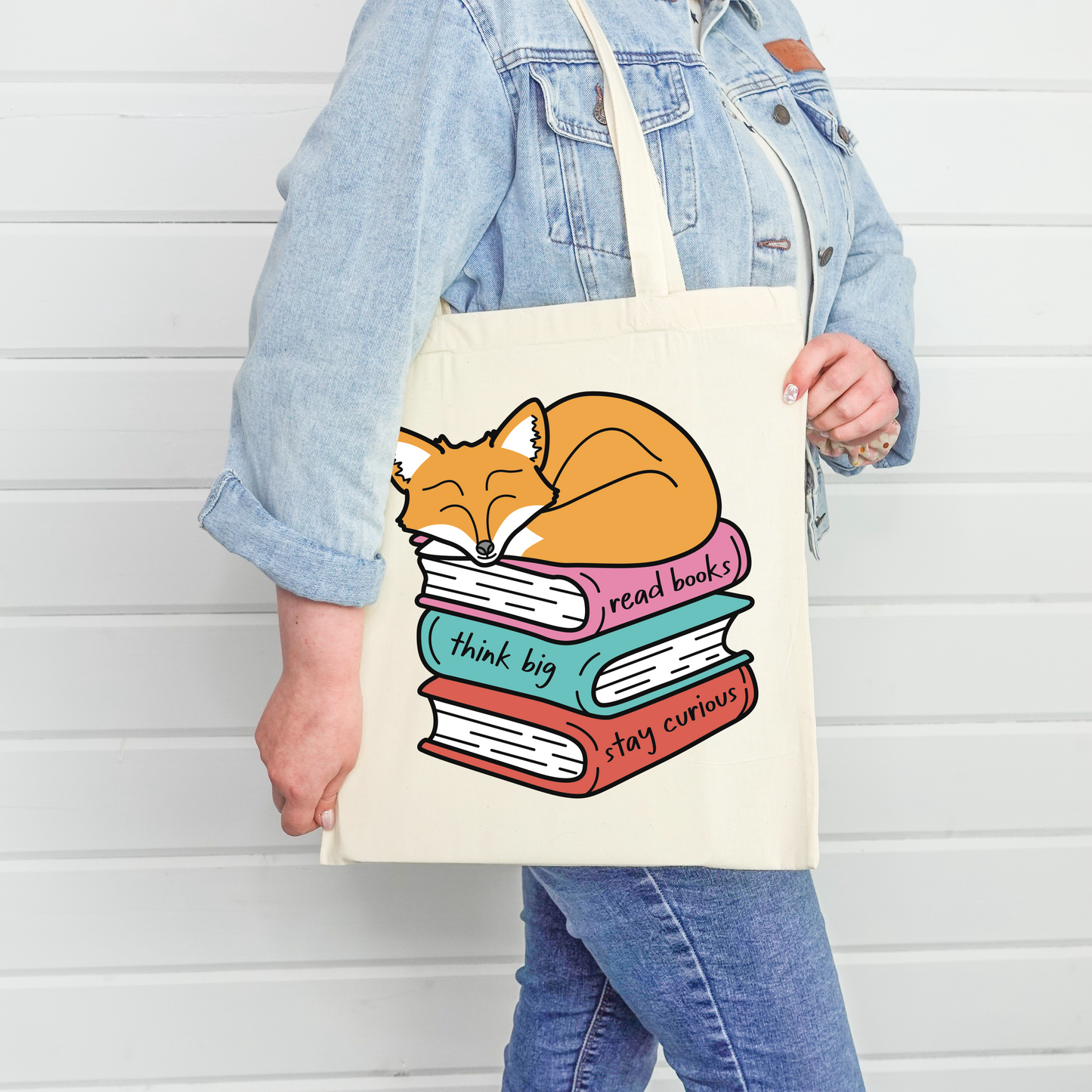 Stay Curious Bookish Tote Bag ft. Maple the Fox