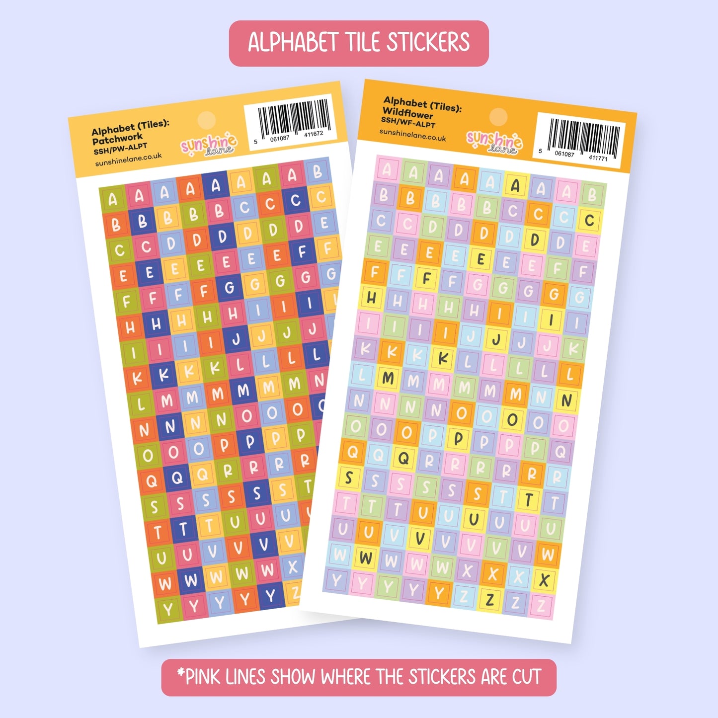 Alphabet Tile Sticker Sheet - Retro Letter Block Journaling Stickers