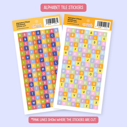 Alphabet Tile Sticker Sheet - Retro Letter Block Journaling Stickers
