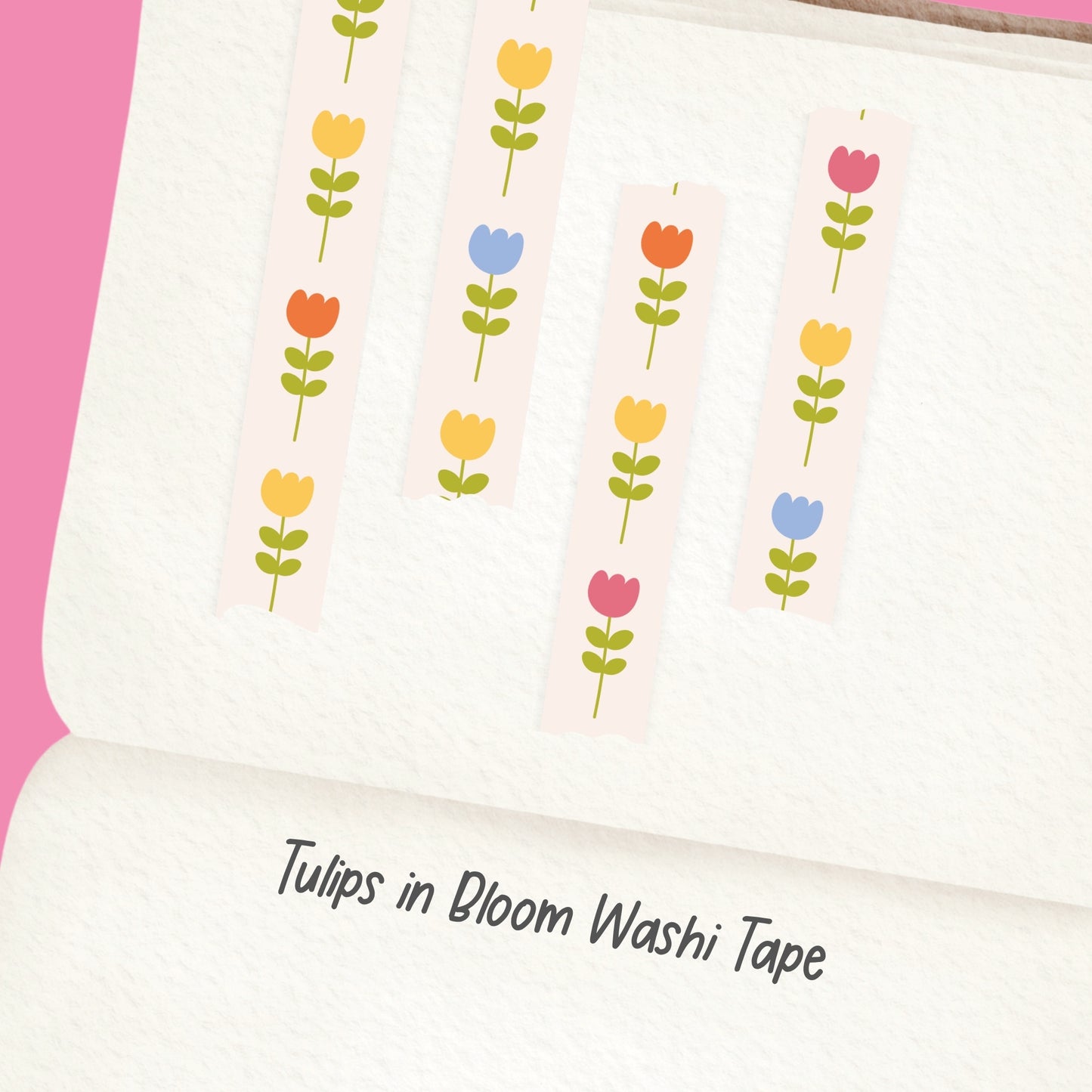 Tulips in Bloom Vertical Washi Tape - Botanical Tulip Floral Journaling Tape