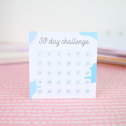 30 Day Challenge Planner Card